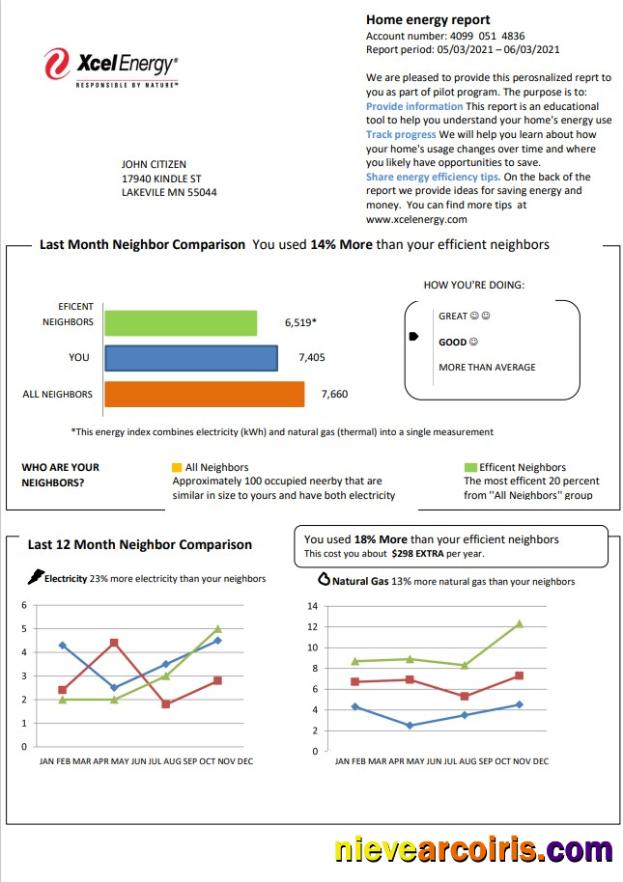 USA Minnesota Xcel Energy utility bill
